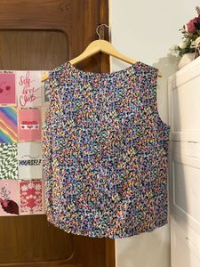 Colorful Abstract Print Sleeveless Top