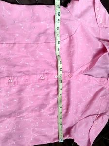 Pink Embroidered Short Sleeve Shirt