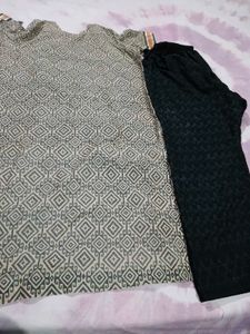 Stylish Printed Kurta with Black Pants