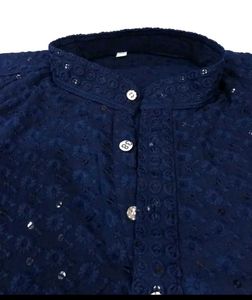 Navy Blue Sequin Kurta