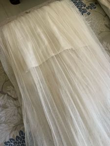 Elegant White Tulle Skirt with Lace Trim