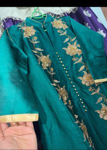 Green Embroidered Teal Kurta Set