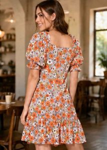 Charming Floral Print Mini Dress