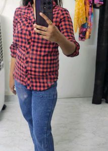 Red &amp; Navy Check Shirt for women