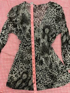 Sheer Leopard Print V-Neck Top
