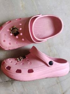 Cute Pink Clogs with Bear Detail