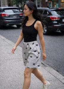 Cat Print Cotton Shorts