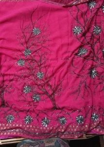 Elegant Maroon Embroidered Saree