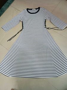 🤍 Black &amp; White Striped Flared Tunic/Dress