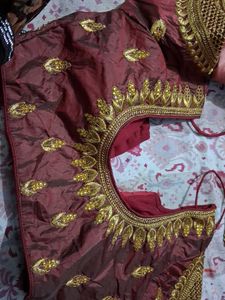 Maroon Embroidered Silk Blouse