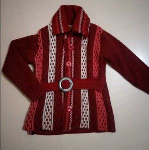 Maroon Knit Cardigan