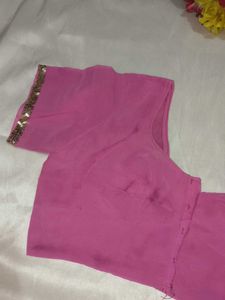 Elegant Pink Sequined Saree with blouse