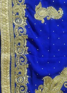 stunning royal blue sari with blouse