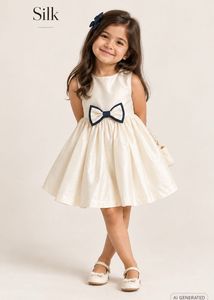 Elegant Silk Dress with Bow Detail