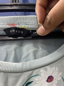 Floral Print Light Blue Sweatshirt