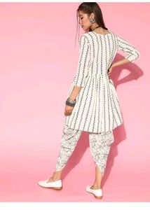 Chic Striped Kurti Dhoti Set