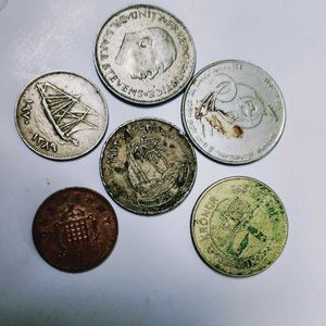 6 vintage foreign coins (1980s -2011s)