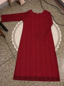 Elegant Red Kurta with Black Paisley Print