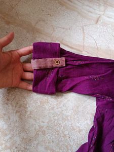 Purple Embroidered Kurta with Palazzo Pants