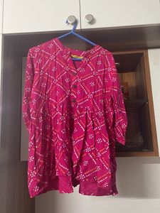 Pink Peplum Short Kurti