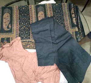 Navy Blue Printed Saree Blouse Petticoat Set