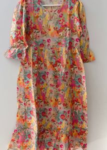Vibrant Floral Print Midi Dress