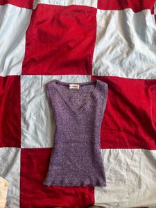 v neck y2k shimmery fitted tank top