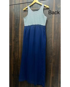 Blue Maxi Dress with Striped Top