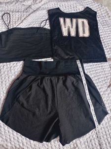Women's Black Athletic Shorts with top