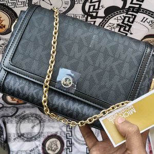 Michael Kors Black Monogram Chain Bag