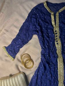 Royal blue Ethnic sheer anarkali ✨