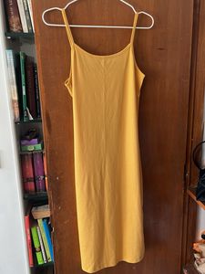 Double Layered Mustard Maxi Dress