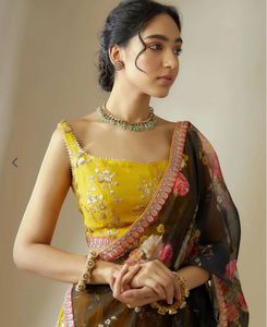 Yellow Lehenga Choli with Floral Dupatta