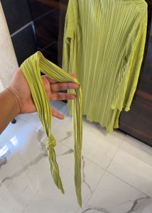 very stretchable neon green shirt dress