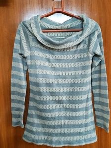 Striped Cowl Neck Sweater