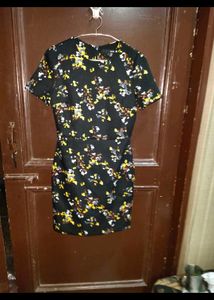 Imported Women Korean Black  Thick Floral Dress