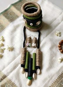 Boho Jute Necklace and Earring Set