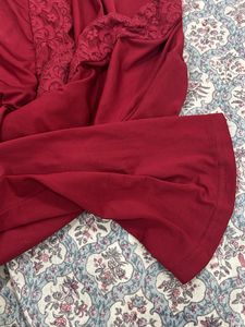 new me red lace top