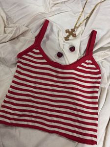 Retro Red & White Striped Crop Tank🍒