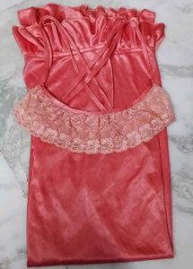 Elegant Pink Nightgown with Lace Trim