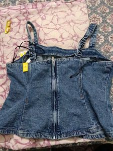 Blue Denim Corset Top