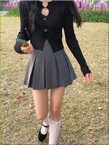 Grey Pleated Mini Skirt