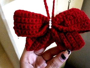 Handmade Crochet Bow key chain