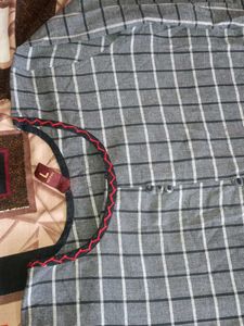 Checked Kurta with Red Trim