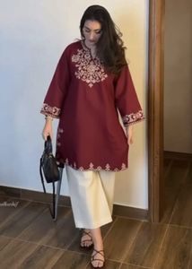 Embroidered Maroon Co-Ord Set