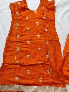 New Orange Embroidered Salwar Suit