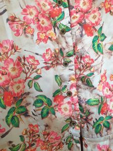 Brown Floral Print Kurta Top