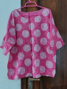 Linen Pink Polka Dot Blouse