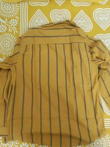 Men's Mustard Striped Casual Shirt