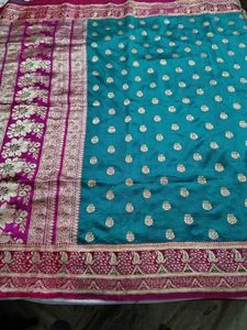 Elegant Teal &amp; Pink Saree